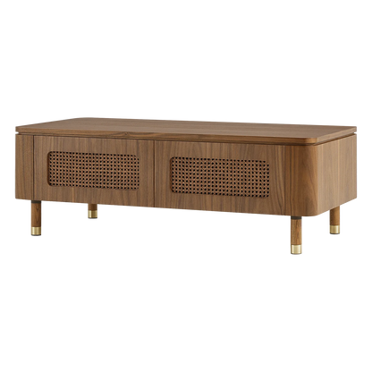 Vision Ash Mid-Century Coffee Table with Cane Drawers