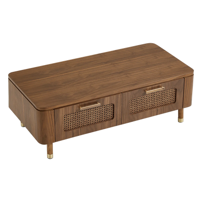 Vision Ash Mid-Century Coffee Table with Cane Drawers