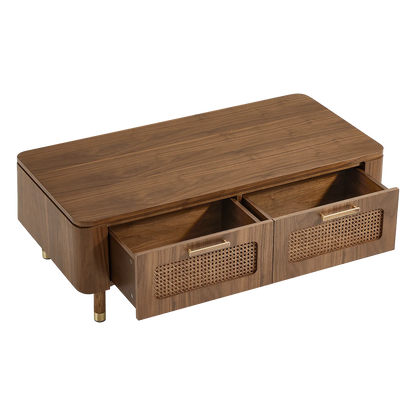 Vision Ash Mid-Century Coffee Table with Cane Drawers