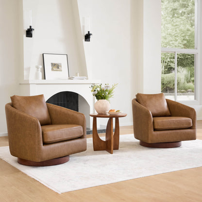 Wren Modern Swivel Accent Chair with Back Cushion