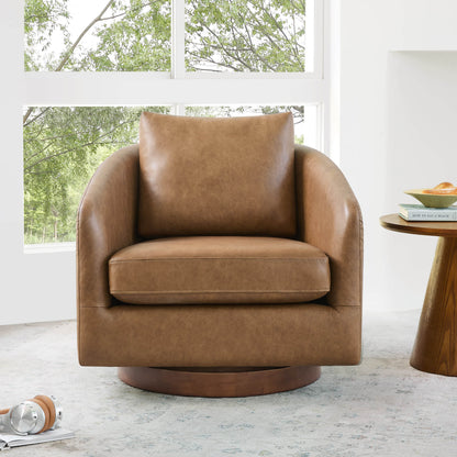 Wren Modern Swivel Accent Chair with Back Cushion