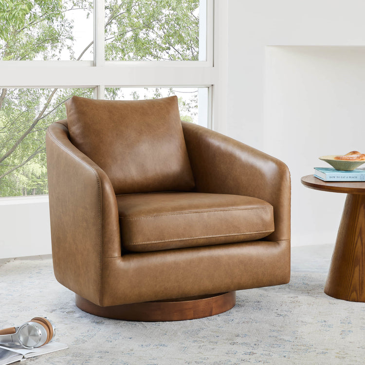 Wren Modern Swivel Accent Chair with Back Cushion