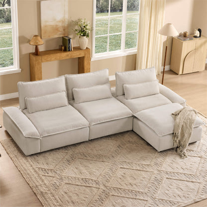 Ace Deep Adjustable Backrest 4-Seater Modular Sofa with Storage Armrest