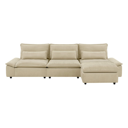 Ace Deep Adjustable Backrest 4-Seater Modular Sofa with Storage Armrest