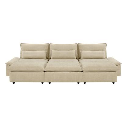 Ace Deep Adjustable Backrest 3-Seater Modular Sofa with Storage Armrest