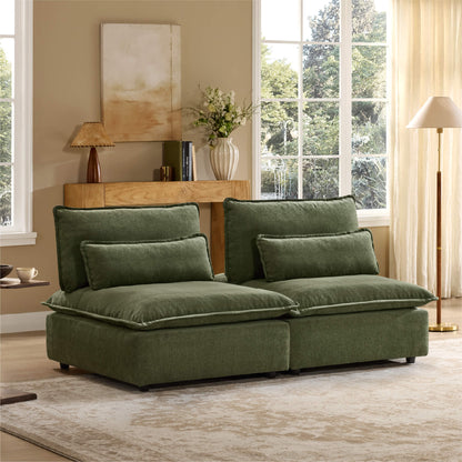 Ace Minimalist Chenille Adjustable Backrest Armless Lounge Sofa
