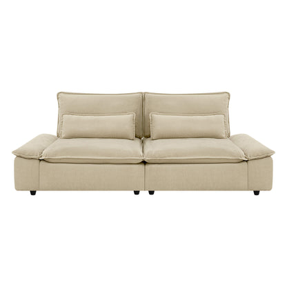 Ace Minimalist Chenille Adjustable Backrest 2-Seater Sofa with Storage Armrest