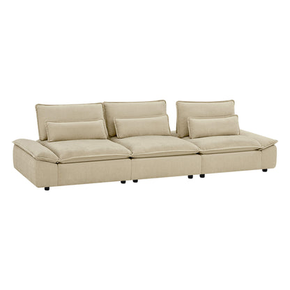 Ace Deep Adjustable Backrest 3-Seater Modular Sofa with Storage Armrest
