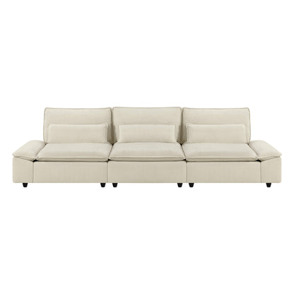 Ace Deep Adjustable Backrest 3-Seater Modular Sofa with Storage Armrest