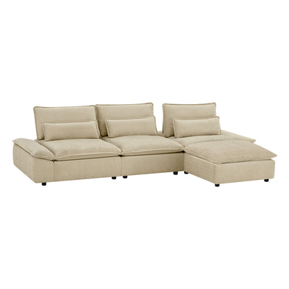 Ace Deep Adjustable Backrest 4-Seater Modular Sofa with Storage Armrest