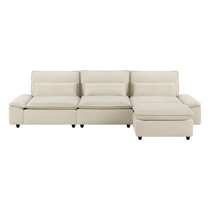 Ace Deep Adjustable Backrest 4-Seater Modular Sofa with Storage Armrest