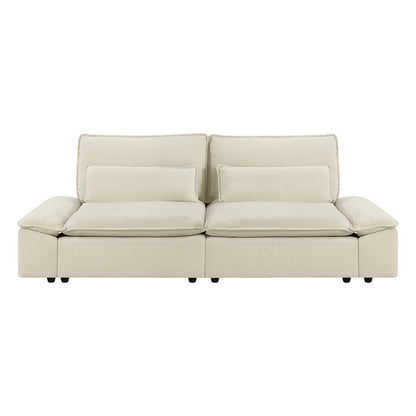 Ace Minimalist Chenille Adjustable Backrest 2-Seater Sofa with Storage Armrest