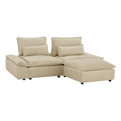 Ace Deep Adjustable Backrest 3-Seater Modular Sofa with Storage Armrest