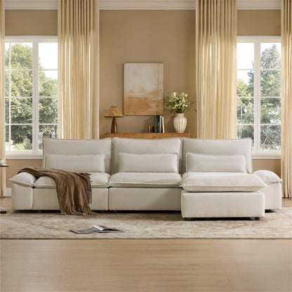 Ace Deep Adjustable Backrest 4-Seater Modular Sofa with Storage Armrest