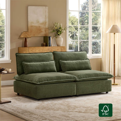 Ace Minimalist Chenille Adjustable Backrest Armless Lounge Sofa