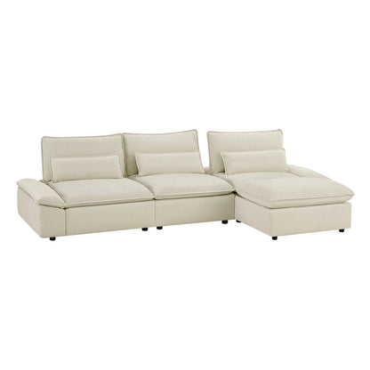 Ace Deep Adjustable Backrest 4-Seater Modular Sofa with Storage Armrest