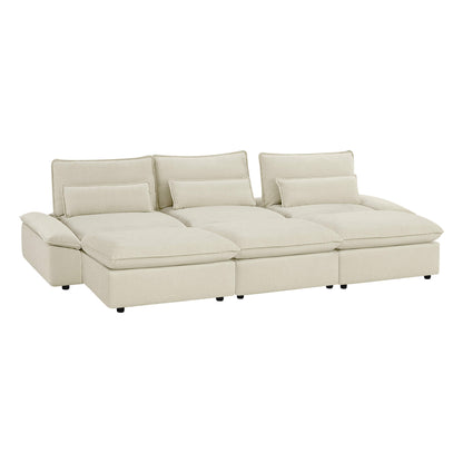 Ace Minimalist Chenille Adjustable Backrest 6-Seater Modular Sofa with Storage Armrest