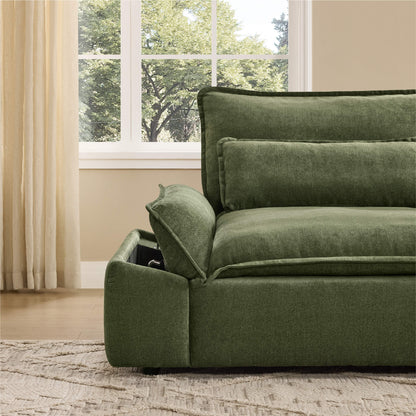 Ace Minimalist Chenille Adjustable Backrest 2-Seater Sofa with Storage Armrest