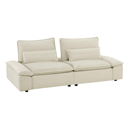 Ace Minimalist Chenille Adjustable Backrest 2-Seater Sofa with Storage Armrest