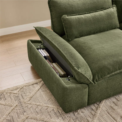 Ace Minimalist Chenille Adjustable Backrest 2-Seater Sofa with Storage Armrest