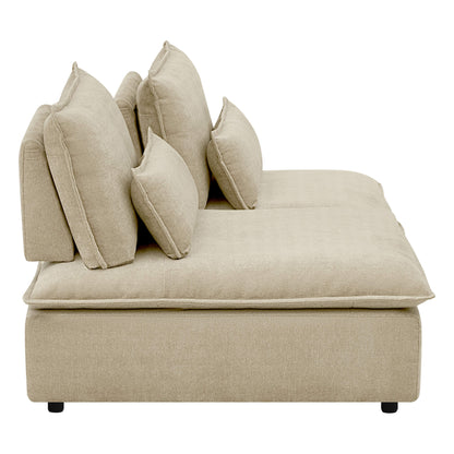Ace Minimalist Chenille Adjustable Backrest 6-Seater Modular Sofa with Storage Armrest