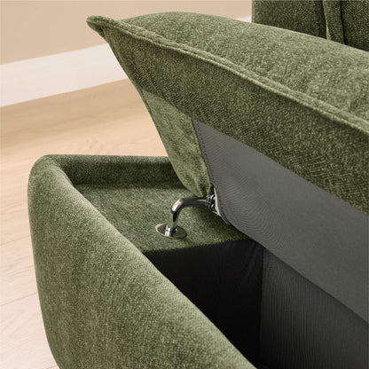 Ace Minimalist Chenille Adjustable Backrest 2-Seater Sofa with Storage Armrest