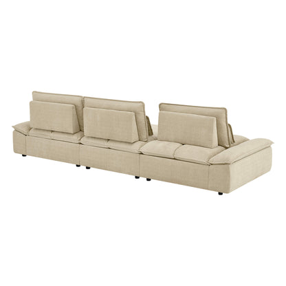 Ace Minimalist Chenille Adjustable Backrest 6-Seater Modular Sofa with Storage Armrest