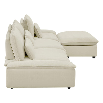 Ace Deep Adjustable Backrest 4-Seater Modular Sofa with Storage Armrest