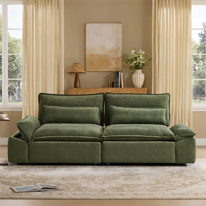 Ace Minimalist Chenille Adjustable Backrest 2-Seater Sofa with Storage Armrest