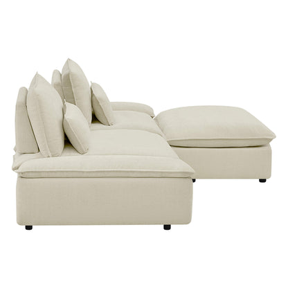 Ace Deep Adjustable Backrest 3-Seater Modular Sofa with Storage Armrest