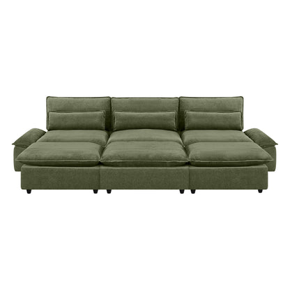 Ace Minimalist Chenille Adjustable Backrest 6-Seater Modular Sofa with Storage Armrest