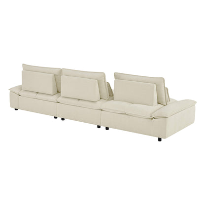 Ace Minimalist Chenille Adjustable Backrest 6-Seater Modular Sofa with Storage Armrest