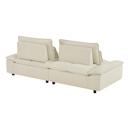 Ace Minimalist Chenille Adjustable Backrest 6-Seater Modular Sofa with Storage Armrest