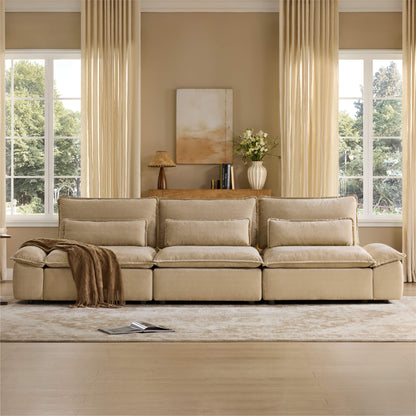 Ace Deep Adjustable Backrest 3-Seater Modular Sofa with Storage Armrest