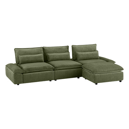 Ace Deep Adjustable Backrest 4-Seater Modular Sofa with Storage Armrest
