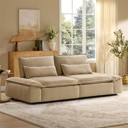 Ace Minimalist Chenille Adjustable Backrest 2-Seater Sofa with Storage Armrest