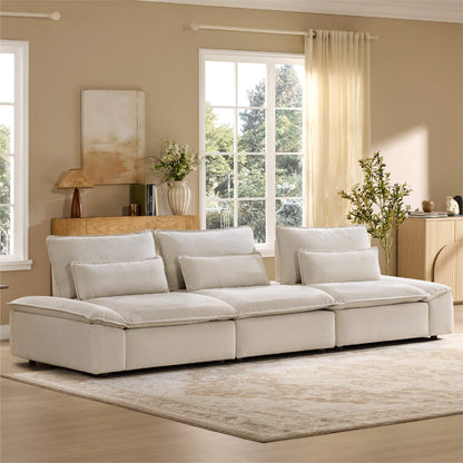 Ace Deep Adjustable Backrest 3-Seater Modular Sofa with Storage Armrest