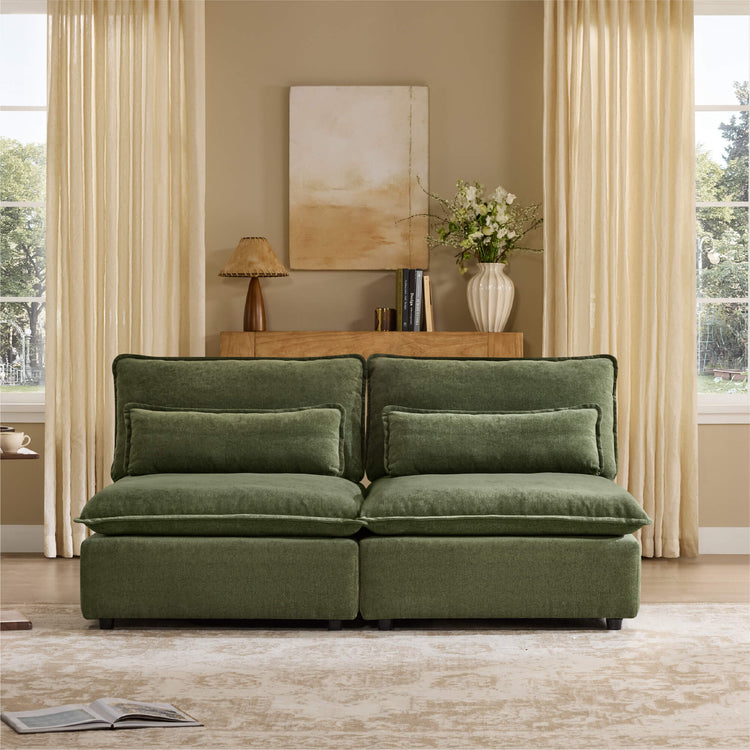 Ace Minimalist Chenille Adjustable Backrest Armless Lounge Sofa