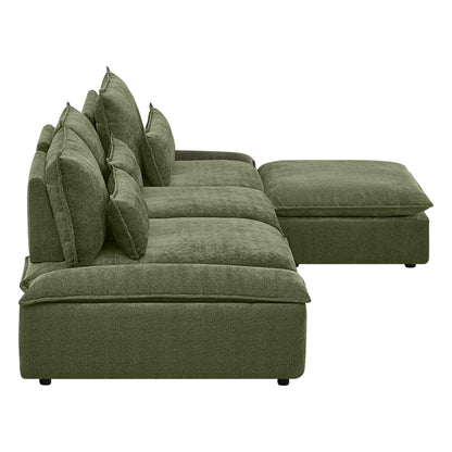 Ace Deep Adjustable Backrest 4-Seater Modular Sofa with Storage Armrest