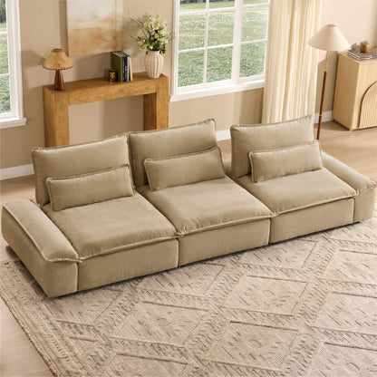 Ace Deep Adjustable Backrest 3-Seater Modular Sofa with Storage Armrest