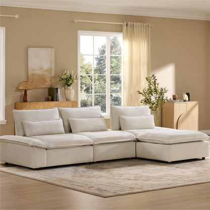 Ace Deep Adjustable Backrest 4-Seater Modular Sofa with Storage Armrest