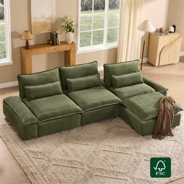 Ace Deep Adjustable Backrest 4-Seater Modular Sofa with Storage Armrest