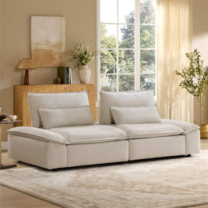 Ace Minimalist Chenille Adjustable Backrest 2-Seater Sofa with Storage Armrest