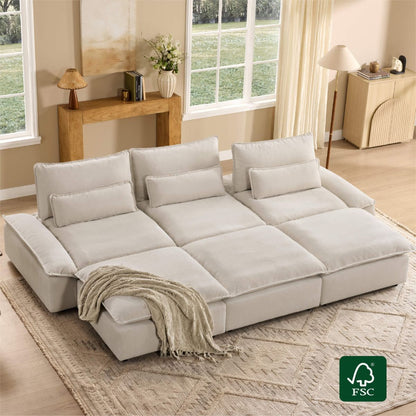 Ace Deep Seat Adjustable Backrest 6-Seater Modular Sofa with Storage Armrest