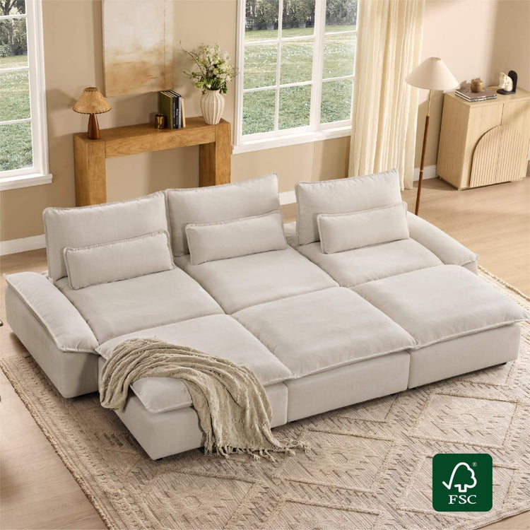 Ace Deep Seat Adjustable Backrest 6-Seater Modular Sofa with Storage Armrest
