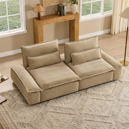 Ace Minimalist Chenille Adjustable Backrest 2-Seater Sofa with Storage Armrest