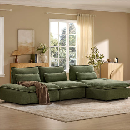 Ace Deep Adjustable Backrest 4-Seater Modular Sofa with Storage Armrest