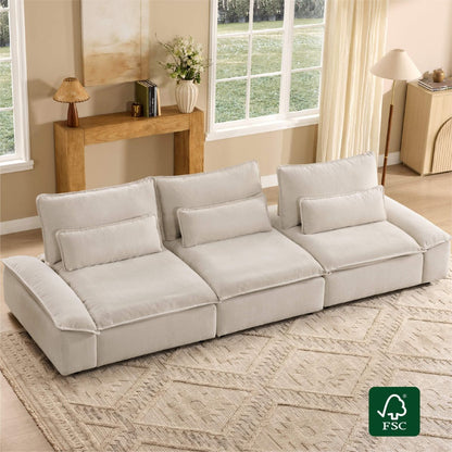 Ace Deep Seat Adjustable Backrest 3-Seater Modular Sofa with Storage Armrest