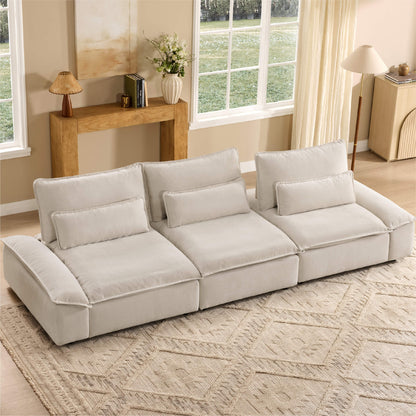 Ace Deep Adjustable Backrest 3-Seater Modular Sofa with Storage Armrest