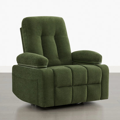 Alison Chenille Swivel Glider Nursery Recliner with Adjustable Armrests